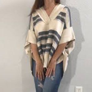Oversized Striped poncho cape fits to size L